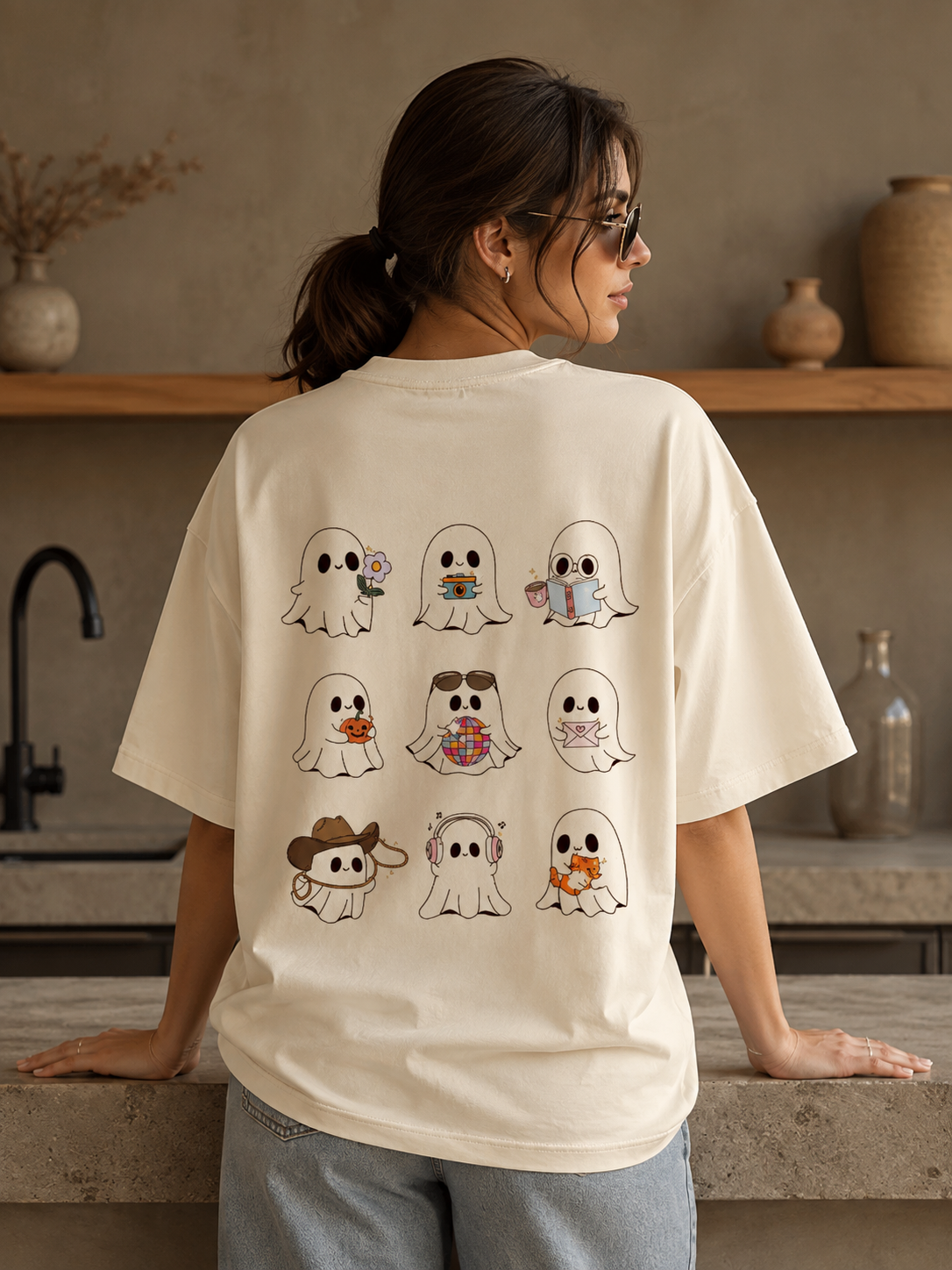 KAWAI GHOST Unisex Terry Oversized Tee