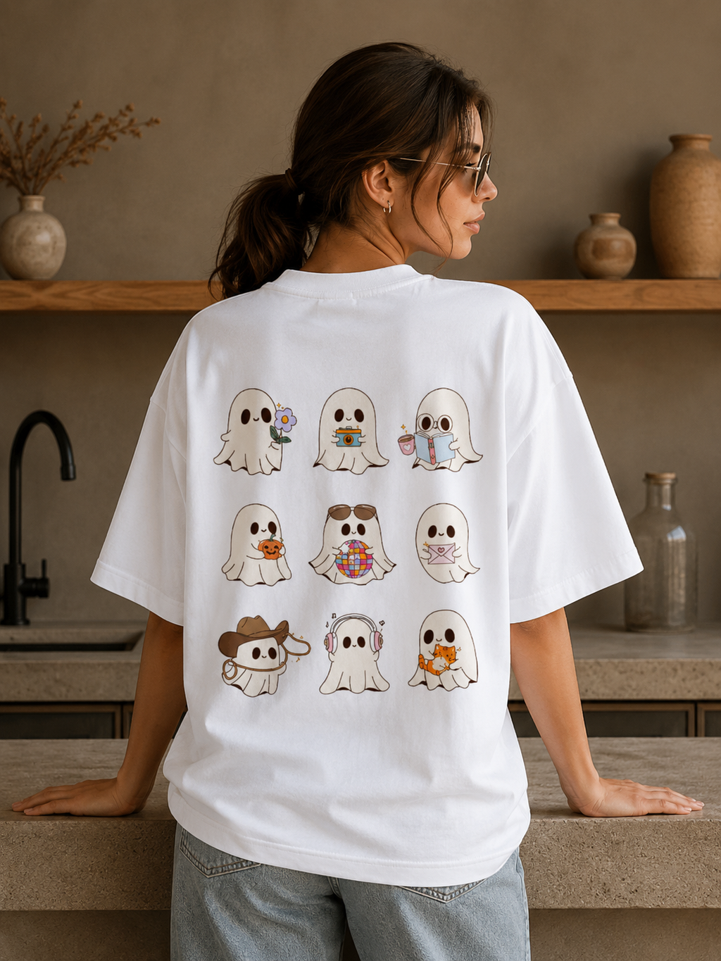 KAWAI GHOST Unisex Terry Oversized Tee