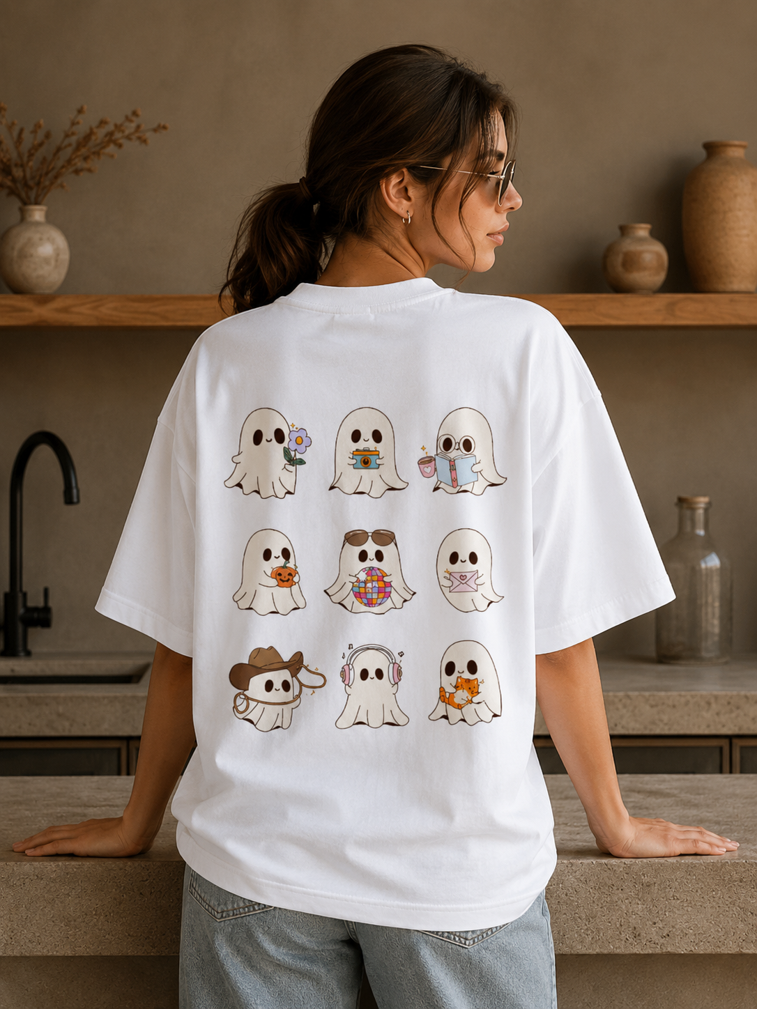 KAWAI GHOST Unisex Terry Oversized Tee